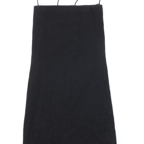 Zara Womens Black Cotton Bodycon Size M Square Neck