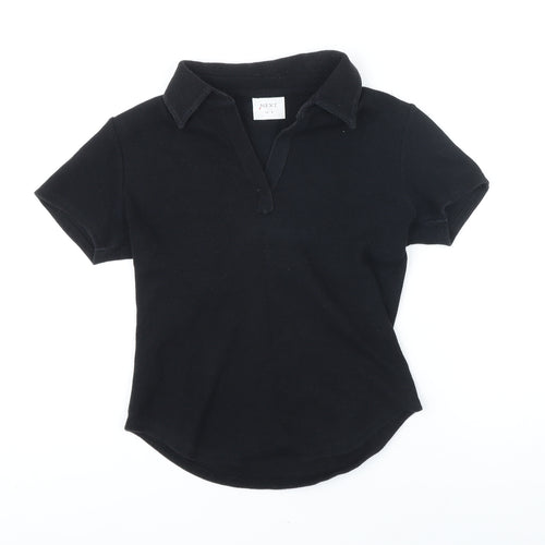 NEXT Womens Black Cotton Basic Polo Size 8 Collared