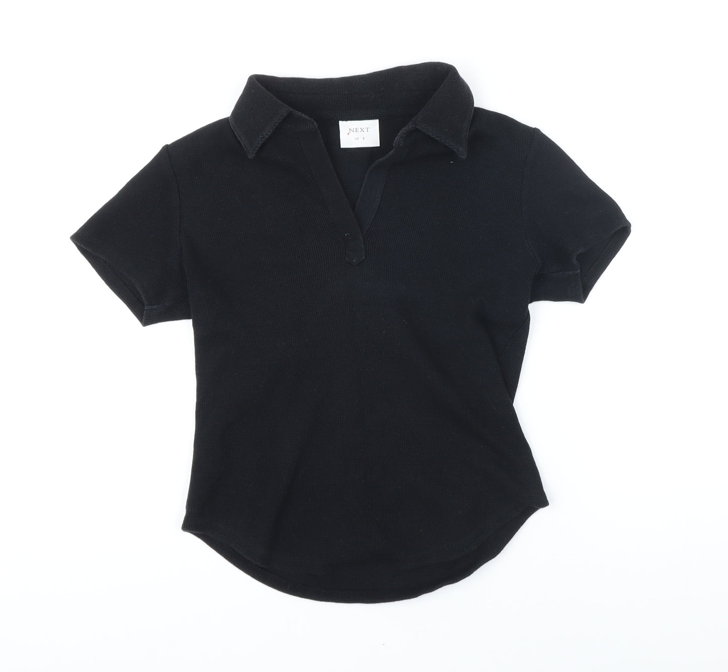 NEXT Womens Black Cotton Basic Polo Size 8 Collared