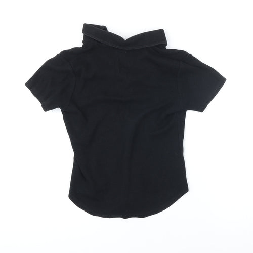 NEXT Womens Black Cotton Basic Polo Size 8 Collared