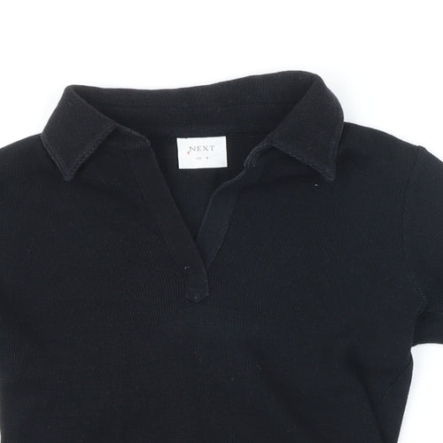 NEXT Womens Black Cotton Basic Polo Size 8 Collared