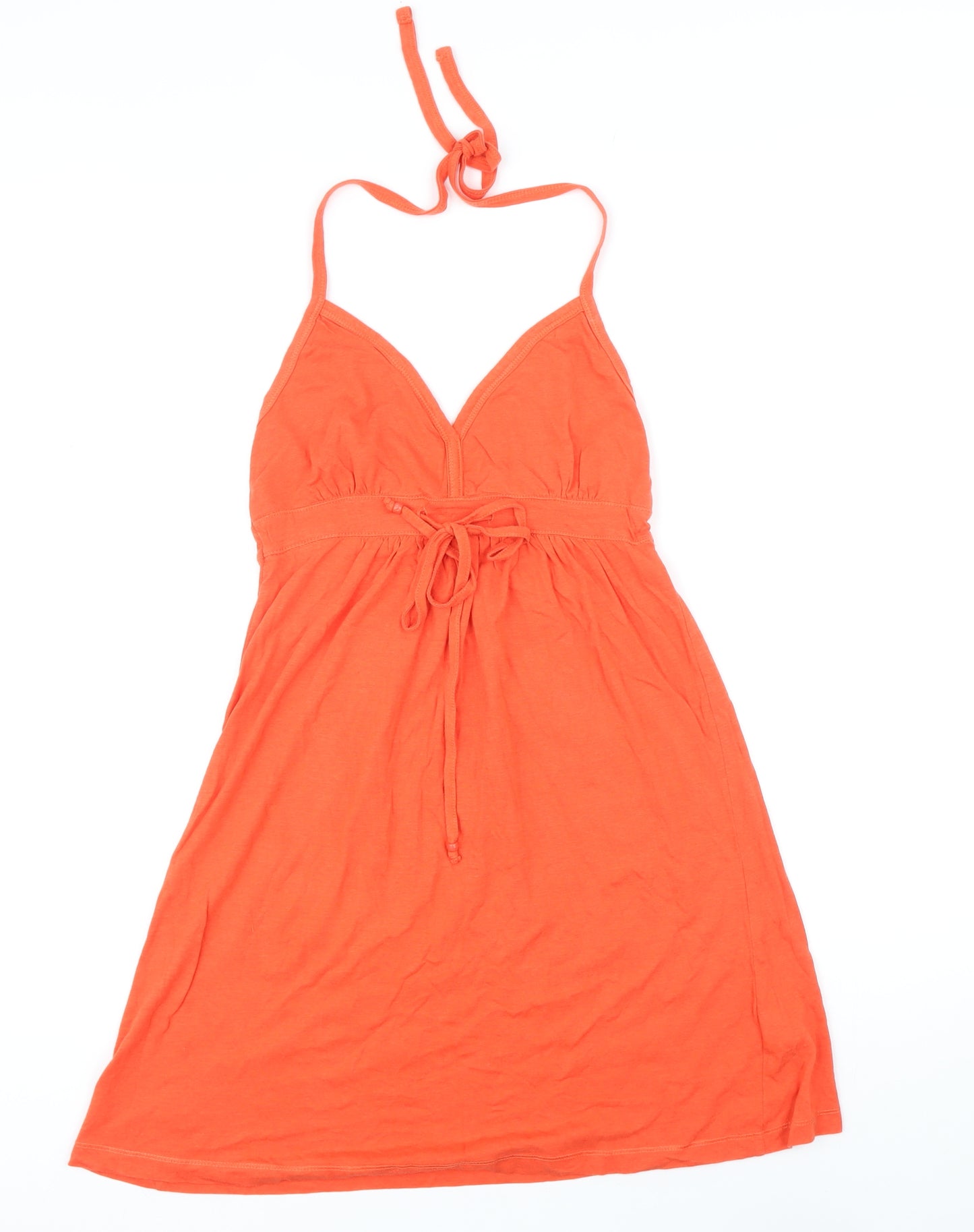 New Look Womens Orange Cotton A-Line Size 10 Halter