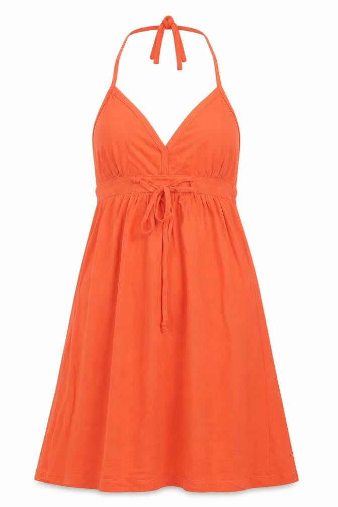 Front view of New Look women’s orange cotton a-line, size UK 10, halter