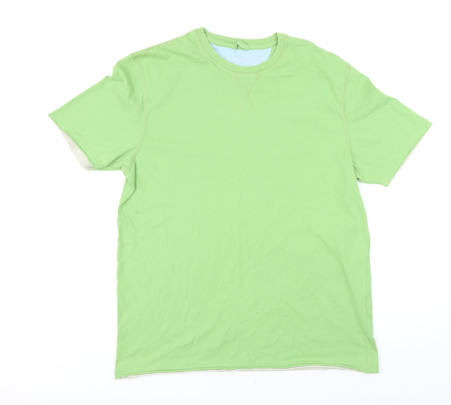 Marks and Spencer Mens Green Cotton T-Shirt Size M Round Neck