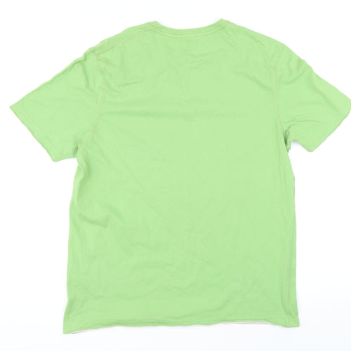 Marks and Spencer Mens Green Cotton T-Shirt Size M Round Neck