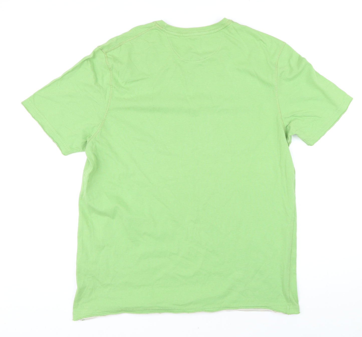 Marks and Spencer Mens Green Cotton T-Shirt Size M Round Neck