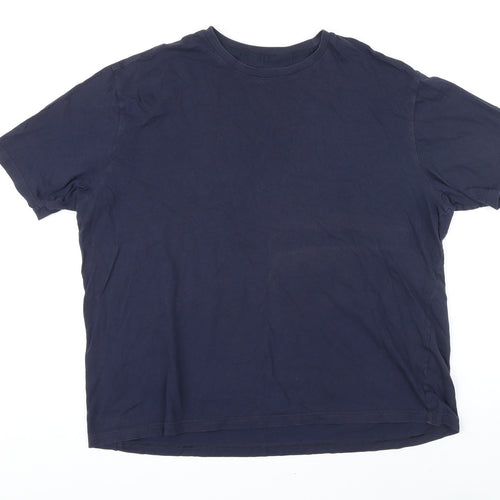 Marks and Spencer Mens Blue Cotton T-Shirt Size L Round Neck