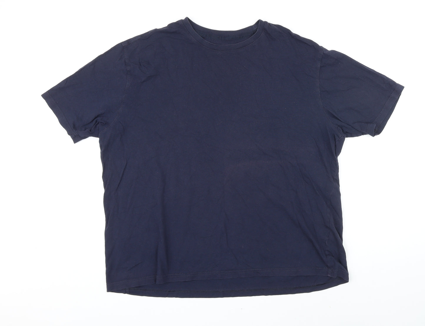 Marks and Spencer Mens Blue Cotton T-Shirt Size L Round Neck