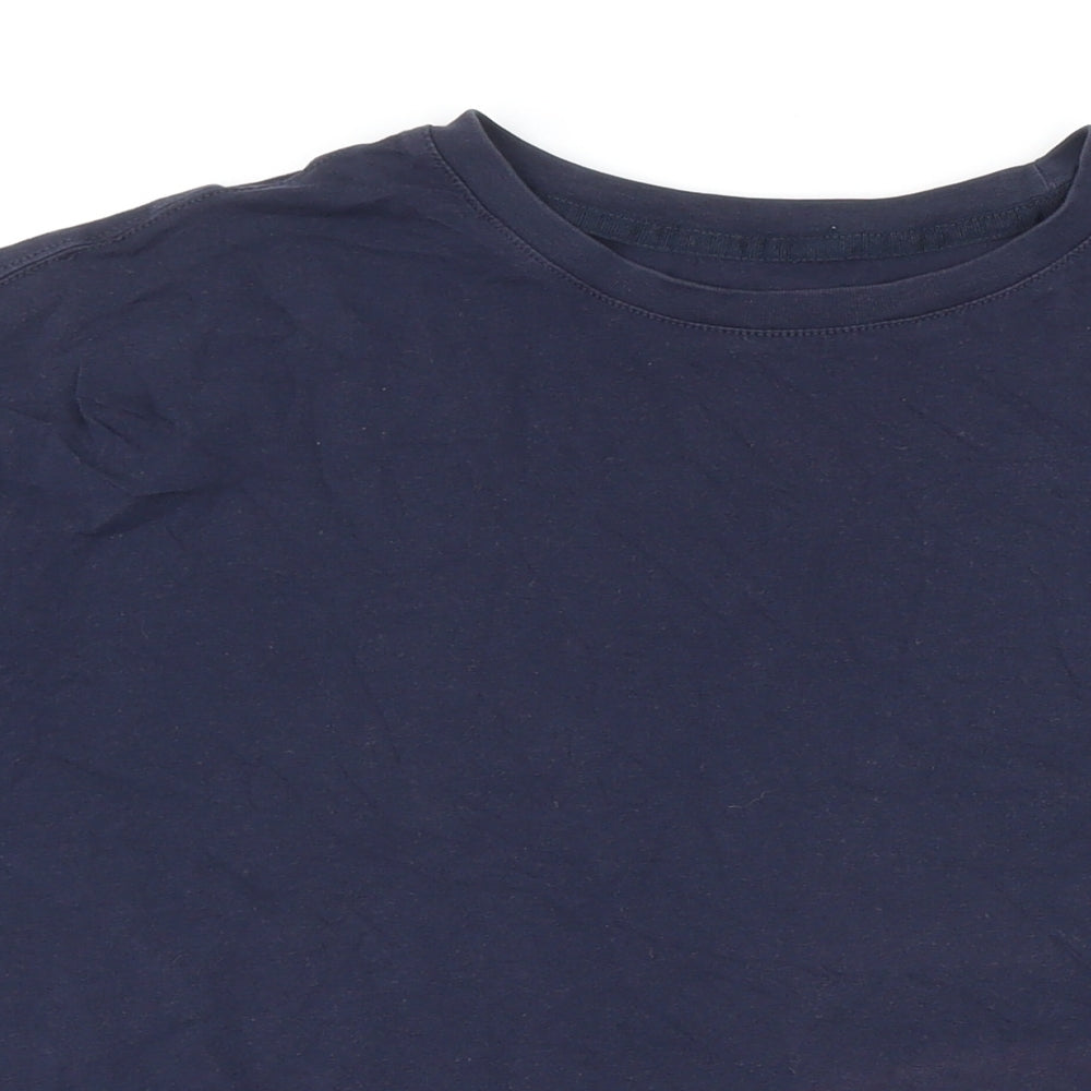 Marks and Spencer Mens Blue Cotton T-Shirt Size L Round Neck