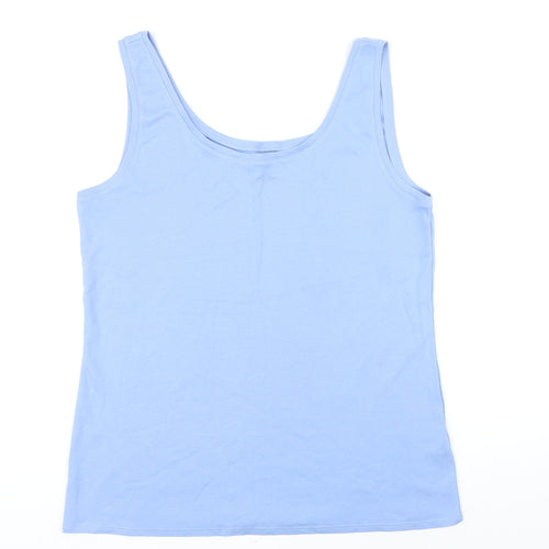 Marks and Spencer Womens Blue 100% Cotton Basic T-Shirt Size 18 Scoop Neck