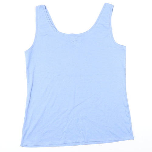 Marks and Spencer Womens Blue 100% Cotton Basic T-Shirt Size 18 Scoop Neck