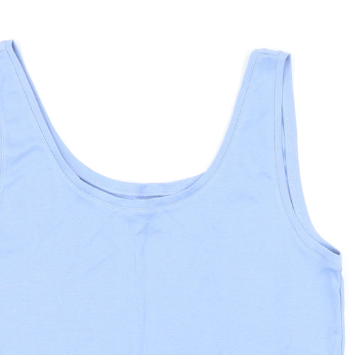 Marks and Spencer Womens Blue 100% Cotton Basic T-Shirt Size 18 Scoop Neck