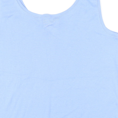 Marks and Spencer Womens Blue 100% Cotton Basic T-Shirt Size 18 Scoop Neck