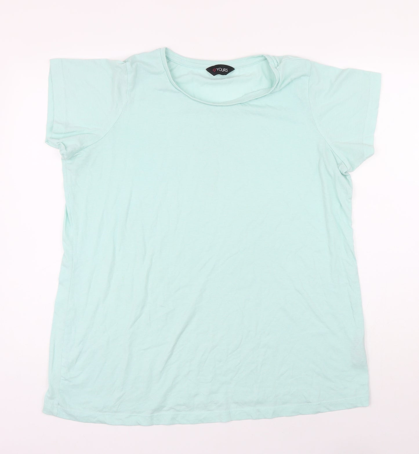 Yours Womens Green Cotton Basic T-Shirt Size 16 Boat Neck