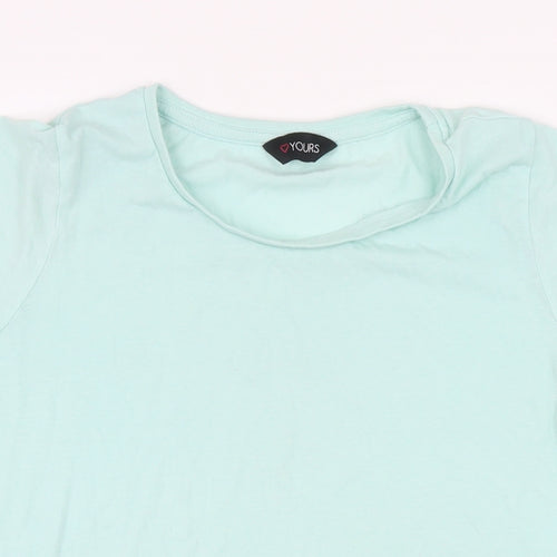 Yours Womens Green Cotton Basic T-Shirt Size 16 Boat Neck