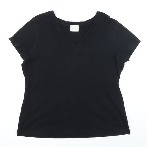 NEXT Womens Black 100% Cotton Basic T-Shirt Size 20 V-Neck