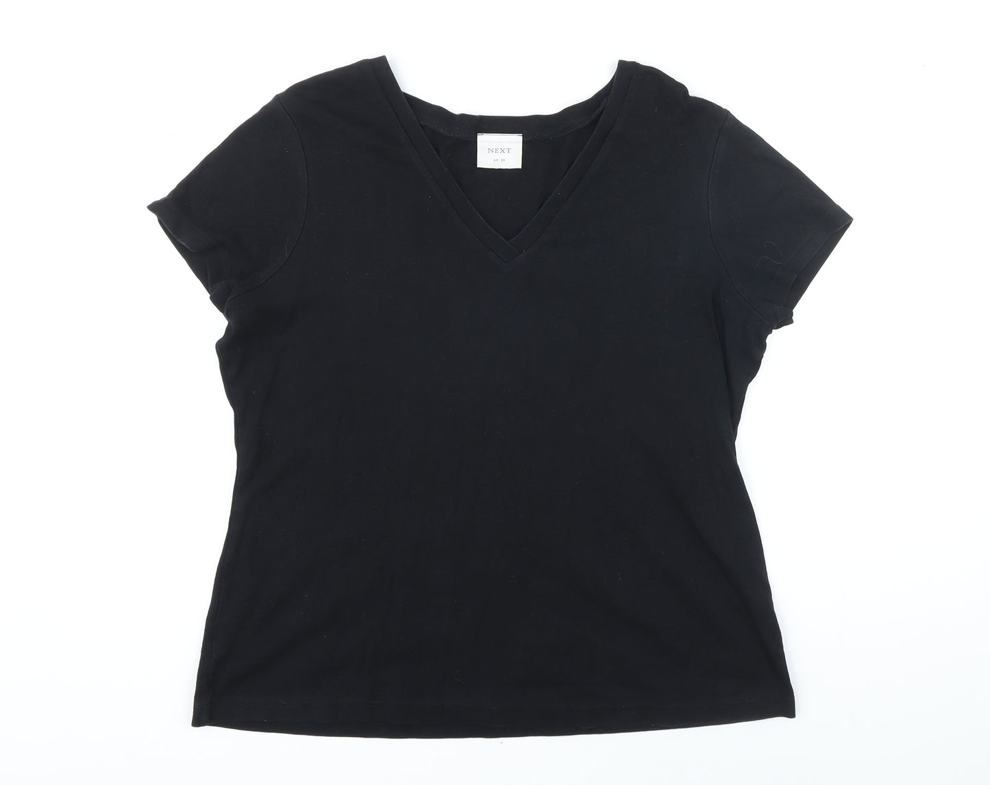 NEXT Womens Black 100% Cotton Basic T-Shirt Size 20 V-Neck