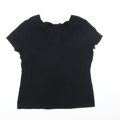 NEXT Womens Black 100% Cotton Basic T-Shirt Size 20 V-Neck