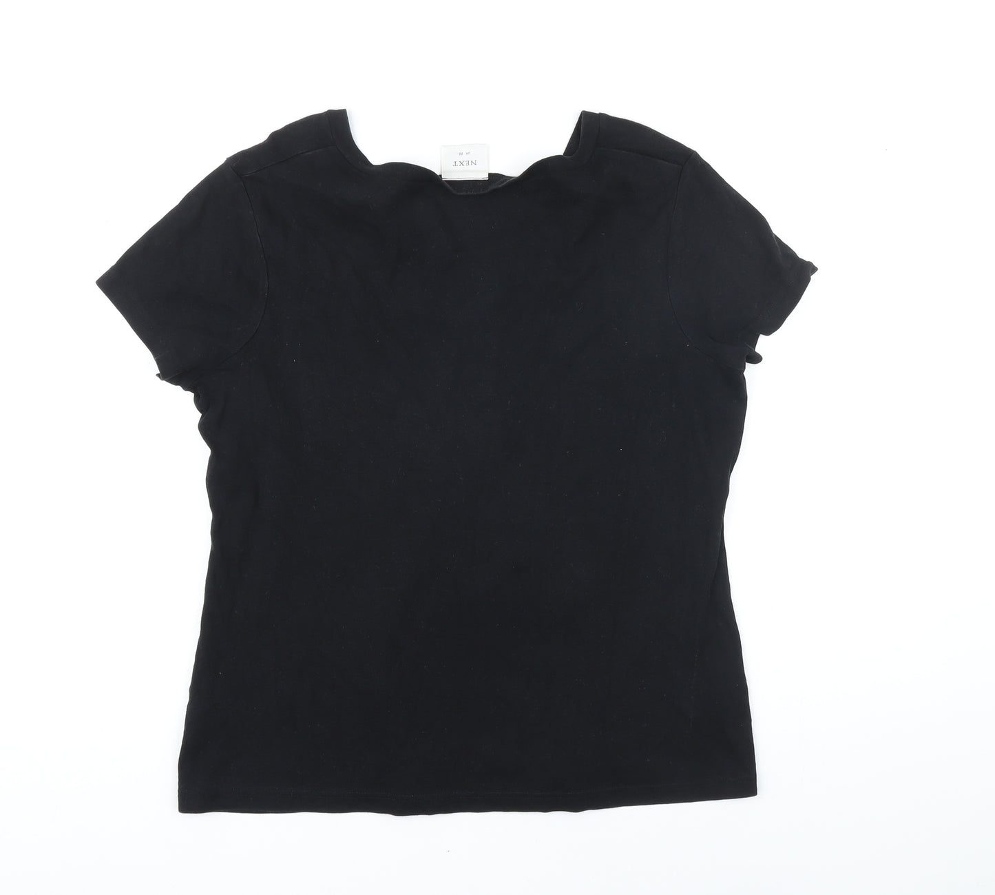 NEXT Womens Black 100% Cotton Basic T-Shirt Size 20 V-Neck