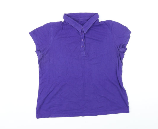 BHS Womens Purple Cotton Basic Polo Size 14 Collared