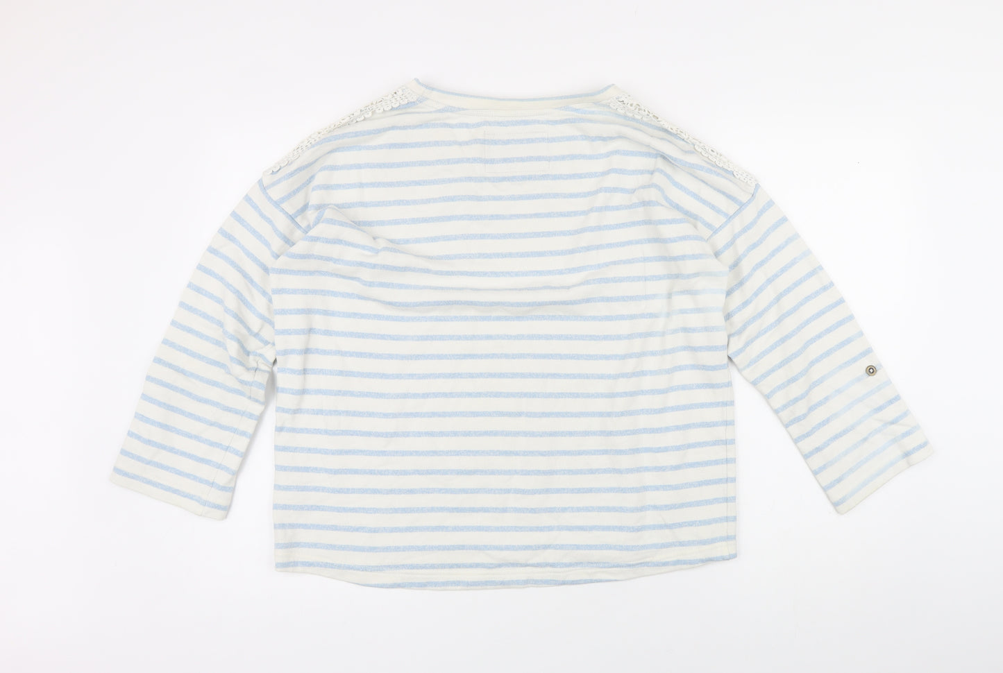 Indigo Womens Blue Striped Cotton Basic T-Shirt Size 16 Boat Neck