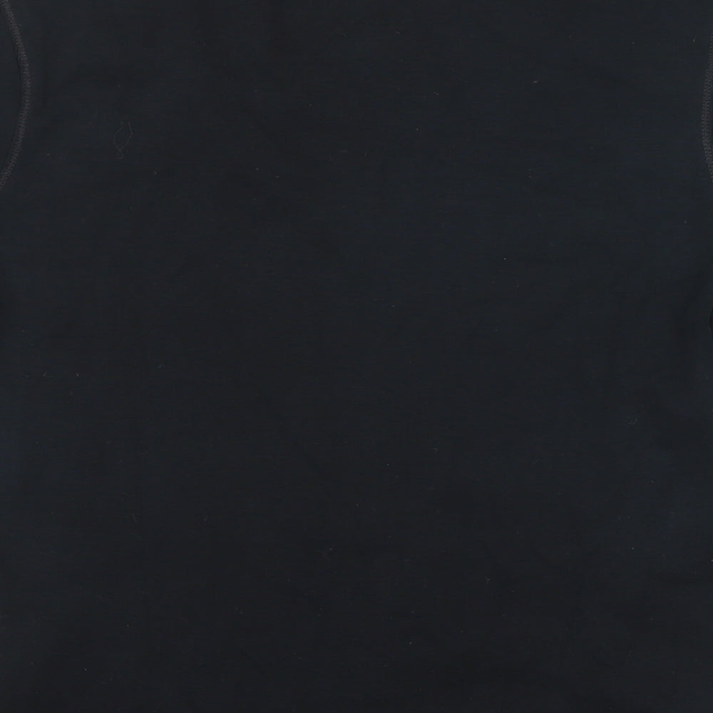 Marks and Spencer Womens Black 100% Cotton Basic T-Shirt Size 14 V-Neck