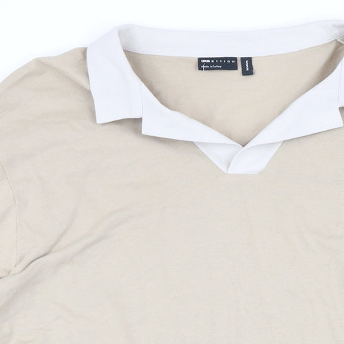 ASOS Mens Beige 100% Cotton Polo Size 2XL Collared Pullover - Longline