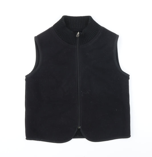 Marks and Spencer Womens Black Gilet Waistcoat Size 12 Zip - Fleece lined