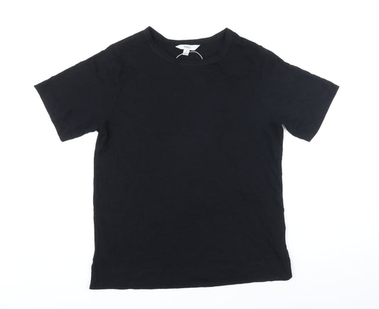 Marks and Spencer Womens Black Modal Basic T-Shirt Size 10 Boat Neck