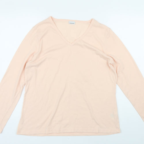Damart Womens Pink Polyester Basic T-Shirt Size 18 V-Neck