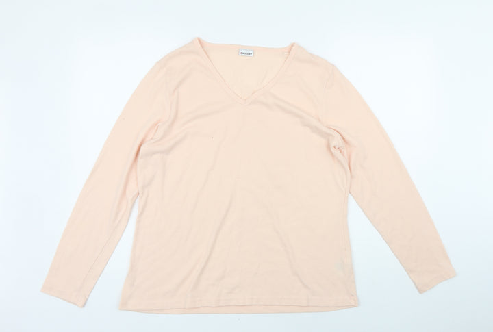 Damart Womens Pink Polyester Basic T-Shirt Size 18 V-Neck