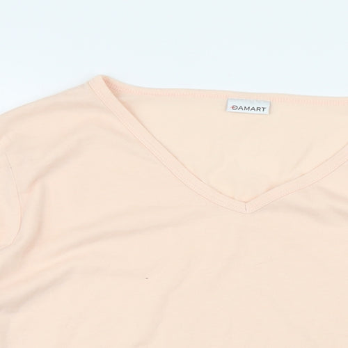 Damart Womens Pink Polyester Basic T-Shirt Size 18 V-Neck