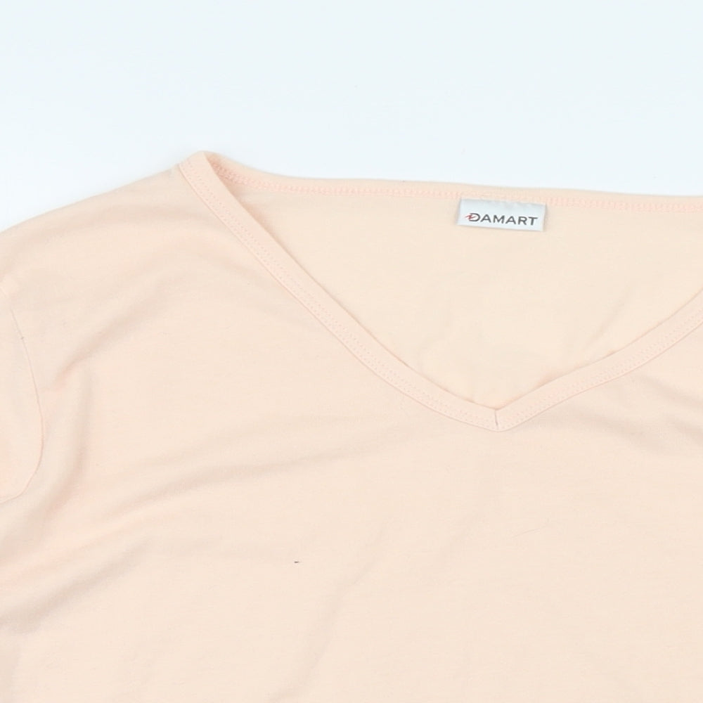 Damart Womens Pink Polyester Basic T-Shirt Size 18 V-Neck