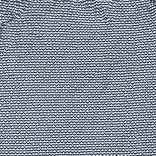 Marks and Spencer Mens Blue Geometric Polyester Polo Size 4XL Collared Button