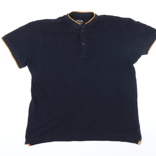 Edenrobe Mens Blue Cotton T-Shirt Size M Henley