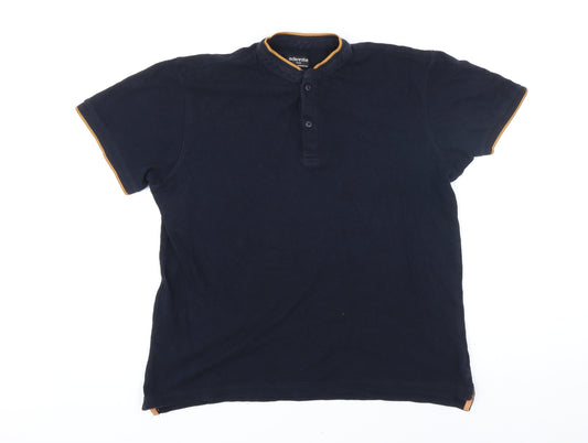 Edenrobe Mens Blue Cotton T-Shirt Size M Henley