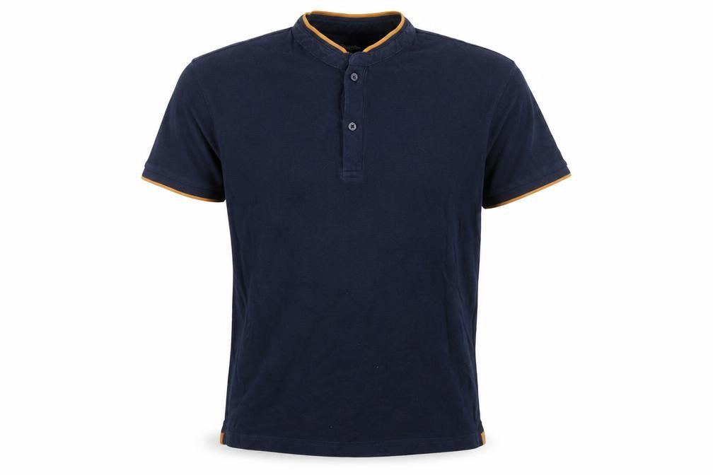 Edenrobe Mens Blue Cotton T-Shirt Size M Henley