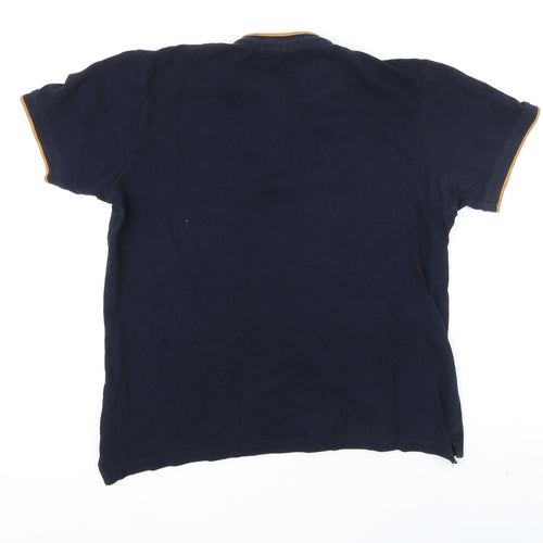 Edenrobe Mens Blue Cotton T-Shirt Size M Henley