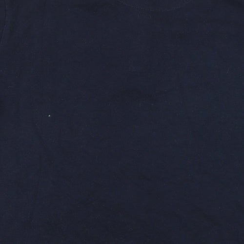 Edenrobe Mens Blue Cotton T-Shirt Size M Henley