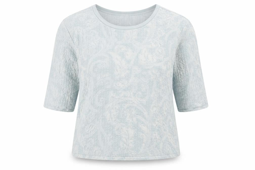 Front view of Indigo women’s green polyester basic t-shirt, size UK 16, scoop neck