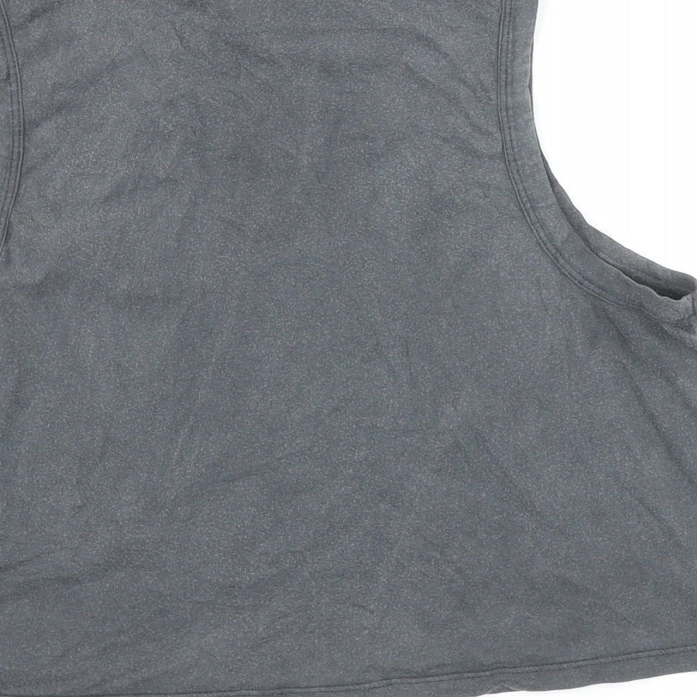 New Look Womens Grey 100% Cotton Cropped T-Shirt Size 16 Boat Neck