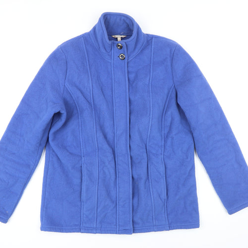 Classic Womens Blue Polyester Full Zip Sweatshirt Size 12 Zip