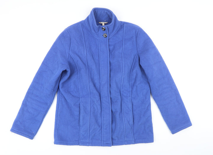 Classic Womens Blue Polyester Full Zip Sweatshirt Size 12 Zip