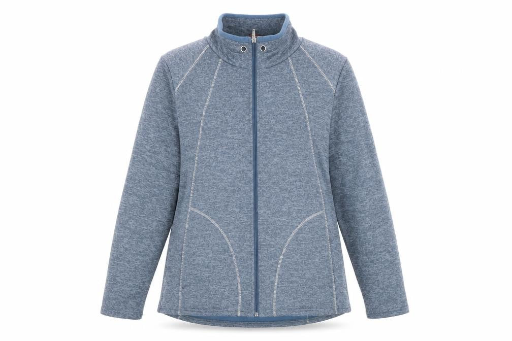 Front view of Anna Rose women’s blue jacket, size XL, zip