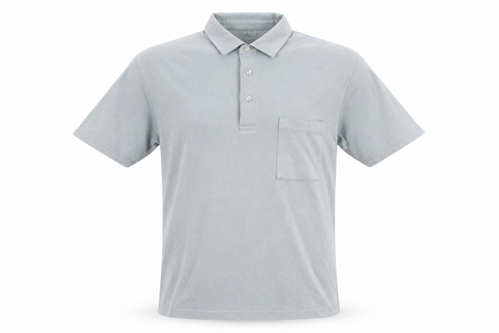 Front view of Wolsey men’s green cotton polo, size M, collared button