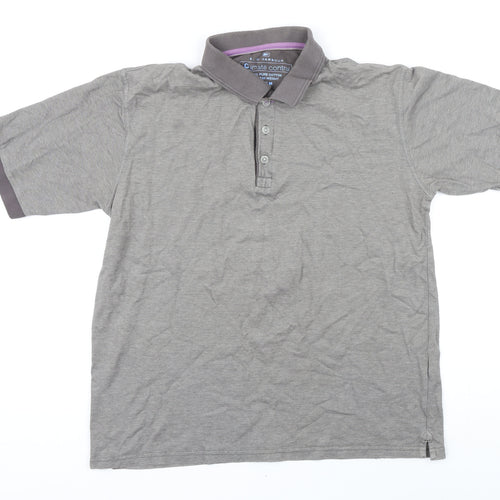 Blue Harbour Mens Grey 100% Cotton Polo Size M Collared Button