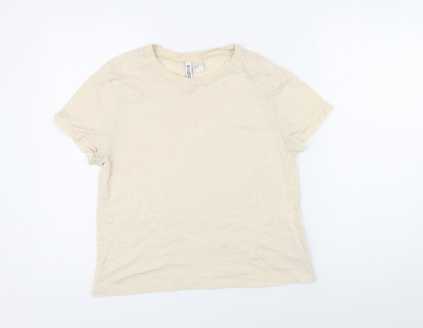 H&M Womens Beige 100% Cotton Basic T-Shirt Size M Round Neck