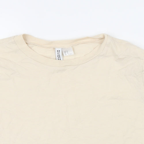 H&M Womens Beige 100% Cotton Basic T-Shirt Size M Round Neck