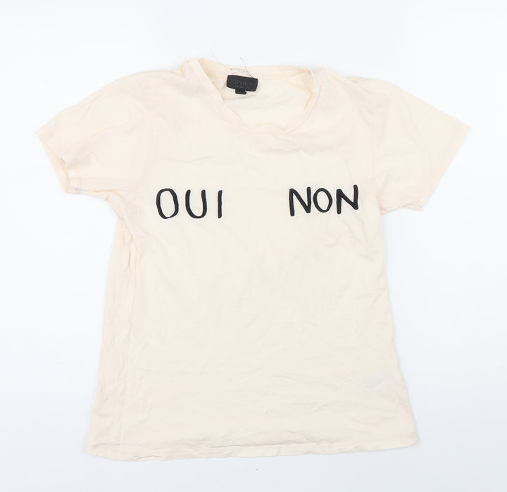 Topshop Womens Pink 100% Cotton Basic T-Shirt Size 8 Round Neck - Oui Non