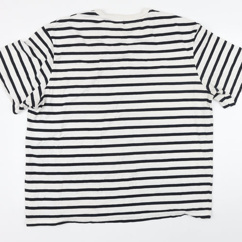 H&M Womens Black Striped 100% Cotton Basic T-Shirt Size XL Round Neck